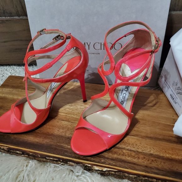 Jimmy Choo Neon Patent Azalea Fluo Heels - Picture 2 of 7